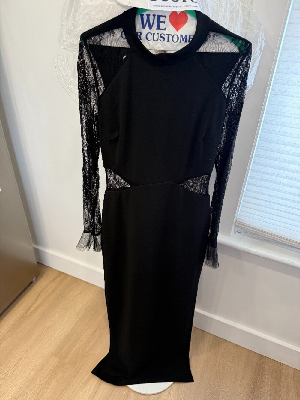 Lulu's Black Lace Long Sleeve Cutout Midi Dress